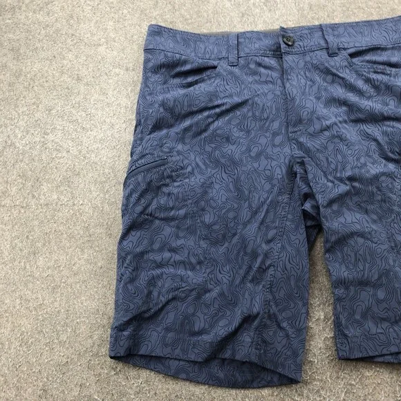 Eddie Bauer Shorts Mens 38 Blue Topo Print Hiking Zip Pockets Outdoor Trail - Picture 2 of 10